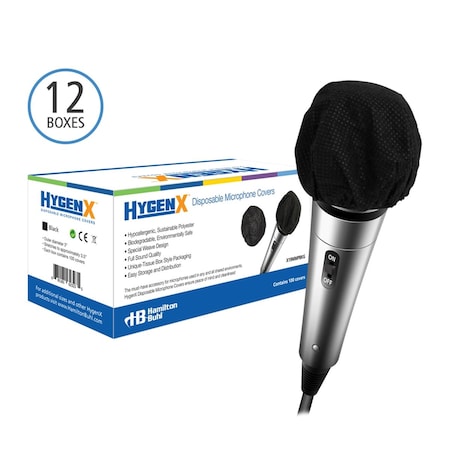 Sanitary Disposable Microphone Covers - Hypoallergenic Polyester, Black
